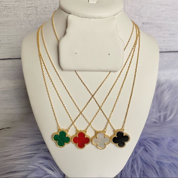 Four leaf Clover Necklace in Gold Finish 100% Sterling Silver - Picture 8 of 12